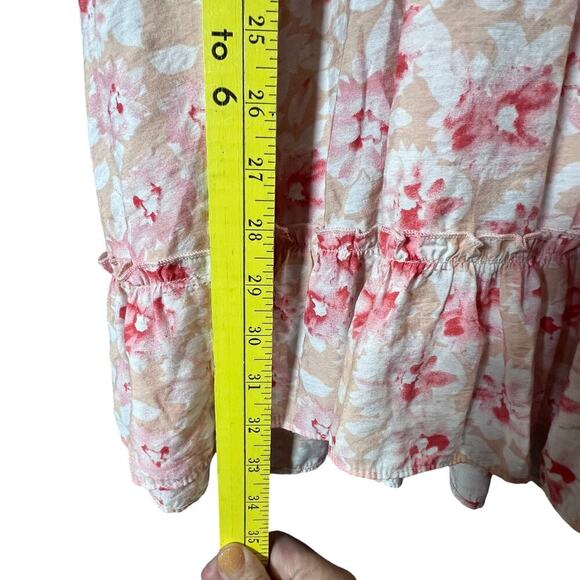 Storia Boutique Pink Coral Floral Ruffle Mini Dress Small Spring Summer Vacation - Picture 2 of 8